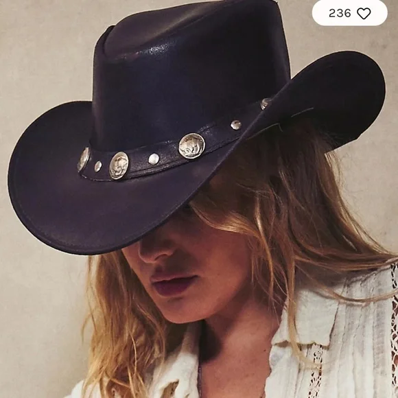 Free People X Understated Leather Gold Coast Hat Cowboy Hat O/S New - Picture 2 of 12